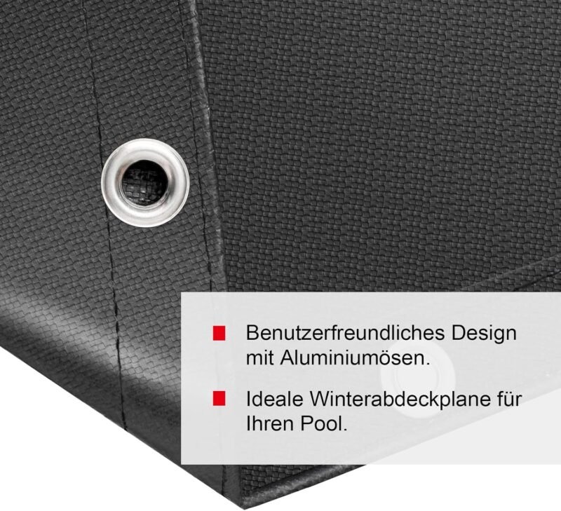 WOLTU Cobertor Piscina Redonda Ø 460 cm, Cubierta para Piscina de Diámetro 390-420 cm, Lona para Piscina Invierno de PE 200g/m², Impermeable y Opaco con Ojas y Cuerda de Fijación, Gris Oscuro - Imagen 5
