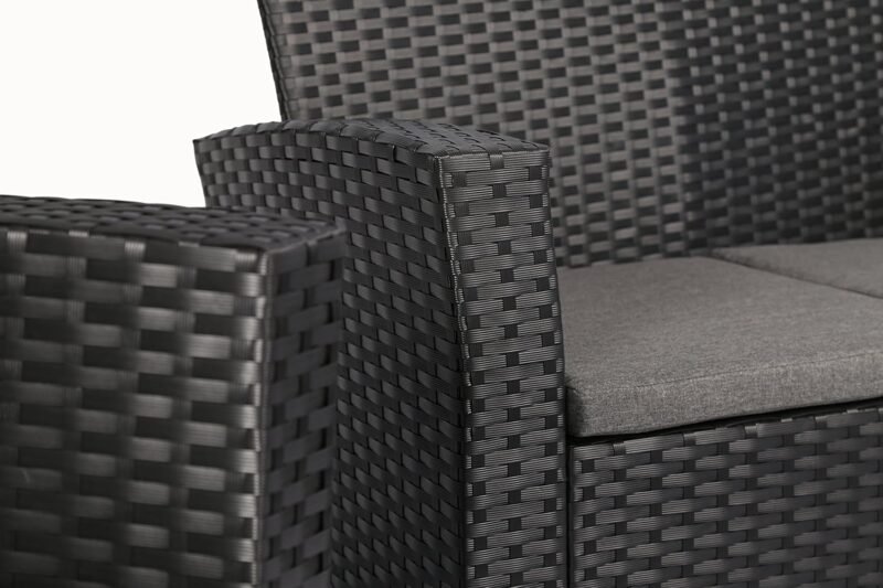4 Pieces Outdoor Furniture Complete Patio Cushion Wicker P.E Rattan Garden Set, Full, Black - Imagen 11