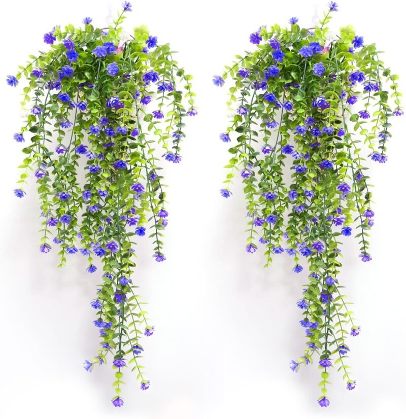 Zfseyuh 2 Piezas Planta Artificial Colgante,Flores Artificiales Decorativas,Enredaderas Artificiales de Flores para Decoración Interior y Exterior del Balcón del Jardín 80 cm