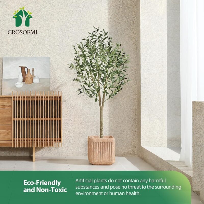 CROSOFMI Olivo Artificial Planta 150cm Plantas Artificiales Decorativas Grande Árboles Plástico de Interior y Exterior Decoración para Hogar, Oficina, Casa, Balcón, Dormitorio - Imagen 3