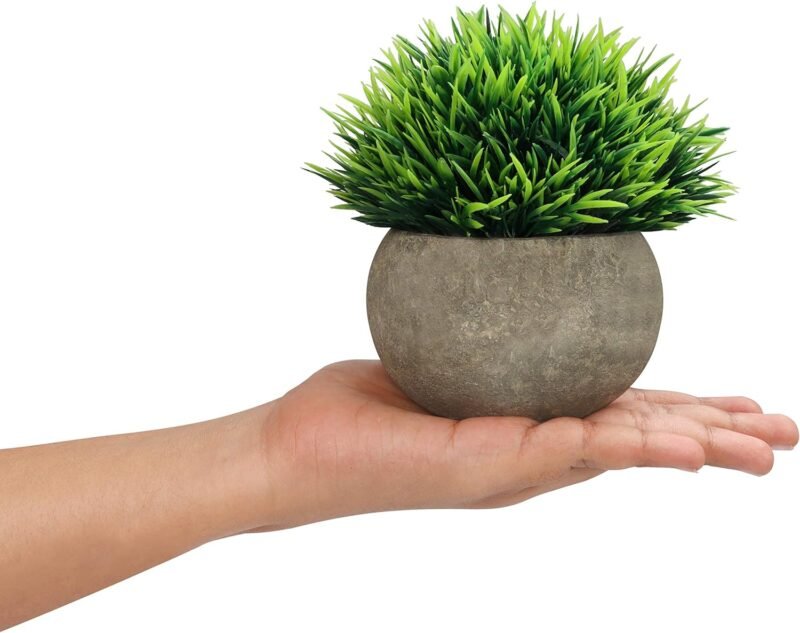 BELLE VOUS Mini Plantas Artificiales Decorativas Verde, Purpura y Blanco (Pack de 4) Macetas Artificiales Decoracion para el Hogar, Oficina, Baño, Cocina, Escritorio, Repisa y Planta Artificial Mesa - Imagen 3