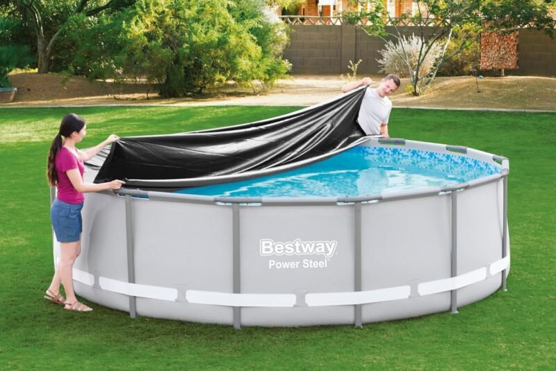 BESTWAY Cobertor de Invierno Redondo Ø427 cm de PVC para Piscinas Negro - Imagen 12