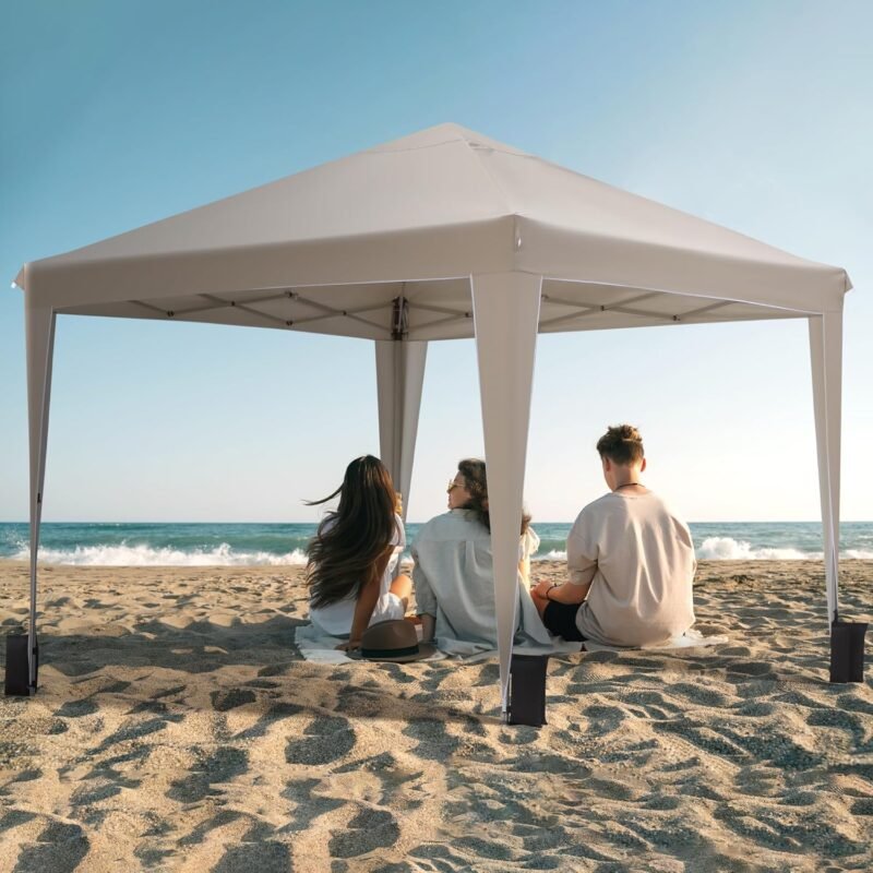 BONTEC Cenador de 3 x 3 m, Carpa de Jardín con Resistente al Agua, Estable, Resistente al Invierno, Sistema de Clic Desplegable, Carpa Plegable con Protección UV 50+, Carpa con Puntales de Metal - Imagen 6
