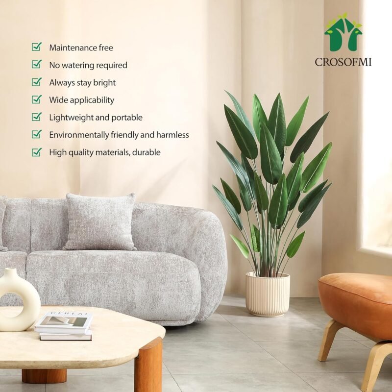 CROSOFMI Árbol de Lirio Artificial 160 cm Palmera Tropical Falsa con 24 Troncos, Plantas de Seda Sintética Grandes Maceta para Interior Exterior Hogar Oficina Jardín Decoración Moderna（1 Pack） - Imagen 2
