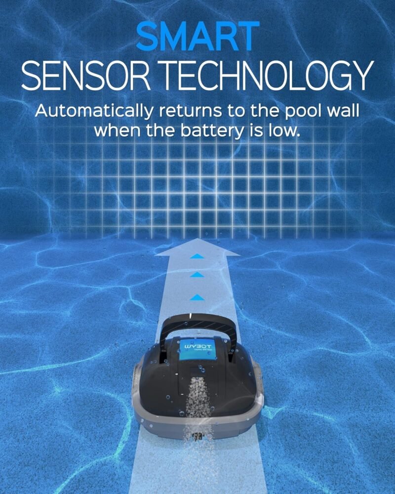 WYBOT Robot Limpiados Piscina, Aspirador de Piscina Funciona 100 Minutos, Estacionamiento Automático, Fuerte Potencia de Succión, Limpiafondos Piscina Inalámbrico hasta 80 m² - Imagen 5