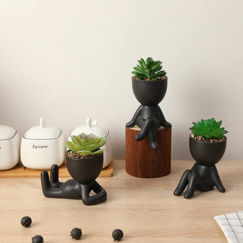 Laelfe 3 Pcs Plantas Suculentas Artificiales en Maceta, Plantas Artificiales Decorativas Pequeñas Suculentas Artificiales Decoración para Hogar Oficina Mesa Escritorio Sala de Estar - Imagen 2