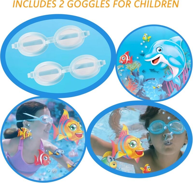 Summer Waves Piscina, Piscina Desmontable Hinchable, Piscina Familiar, Piscina de Jardin, Piscina Redonda 3D, Incluye 2 Gafas, 2.44 M x 76 CM - Imagen 3