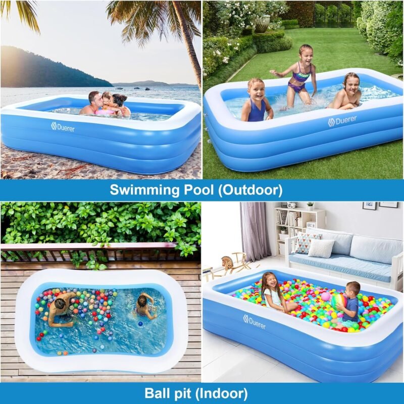 Duerer Piscina Hinchable Rectangular Piscina Infantil Inflable, Piscina Familiar En El Patio Trasero, Fiesta AcuáTica De Verano, Exterior, JardíN, Adultos, Juego Simple - 241cm x 142cm x 56cm - Imagen 6