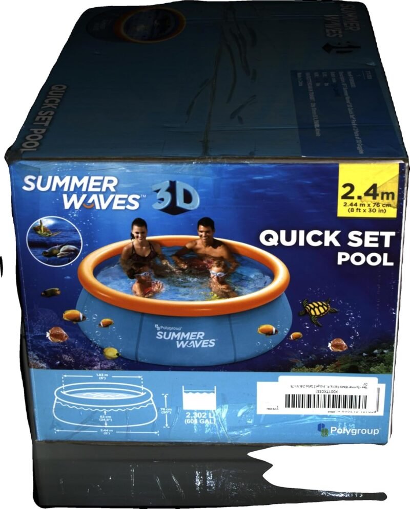 Summer Waves Piscina, Piscina Desmontable Hinchable, Piscina Familiar, Piscina de Jardin, Piscina Redonda 3D, Incluye 2 Gafas, 2.44 M x 76 CM - Imagen 9