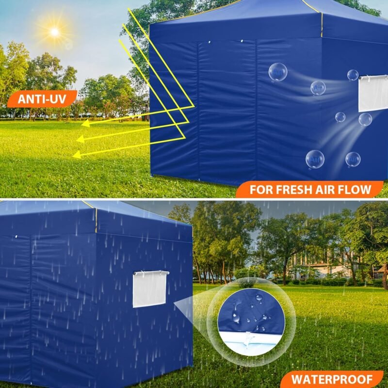 TOOLUCK Barnum Plegable 3 x 3 m cenador Plegable 3 x 3 cenador de jardín al Aire Libre Impermeable Profesional Tienda de recepción con 4 Lados, Azul Oscuro - Imagen 2