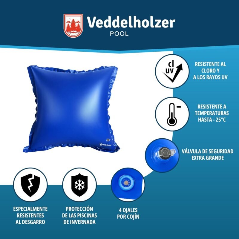 Veddelholzer Cojín de Aire XXL de 120 x 120 cm, cojín de Piscina para Invierno para Cubierta de Piscina. Accesorios Piscina de Invierno para Cubierta de Piscina, Cubierta en - Imagen 2
