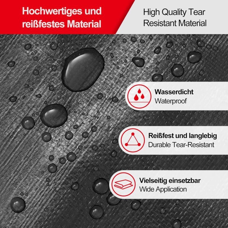 WOLTU Cobertor Piscina Redonda Ø 460 cm, Cubierta para Piscina de Diámetro 390-420 cm, Lona para Piscina Invierno de PE 200g/m², Impermeable y Opaco con Ojas y Cuerda de Fijación, Gris Oscuro - Imagen 4