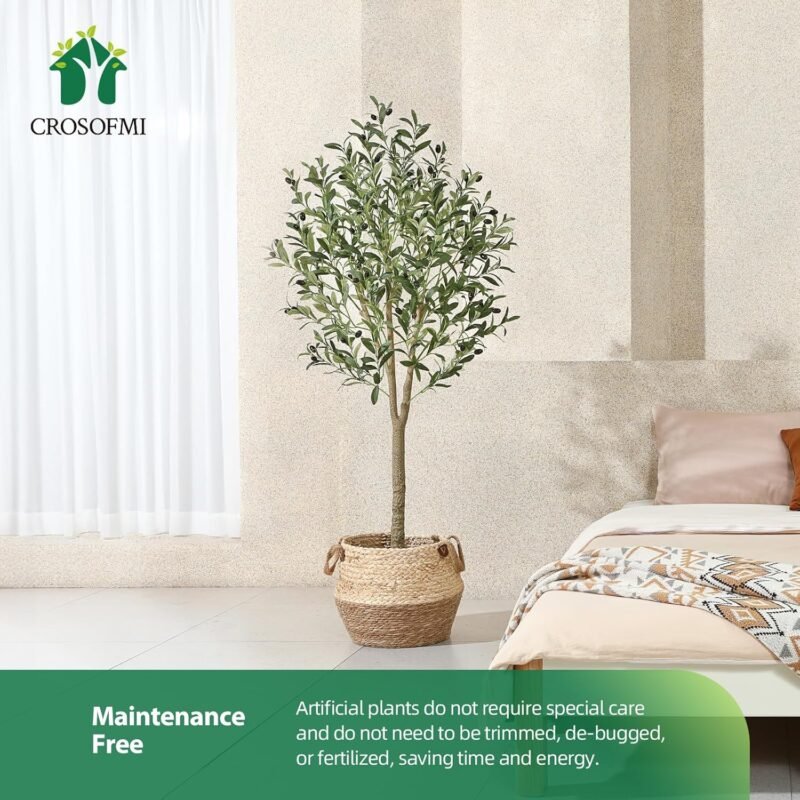 CROSOFMI Olivo Artificial Planta 150cm Plantas Artificiales Decorativas Grande Árboles Plástico de Interior y Exterior Decoración para Hogar, Oficina, Casa, Balcón, Dormitorio - Imagen 7