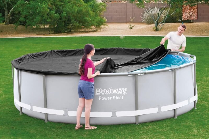 BESTWAY Cobertor de Invierno Redondo Ø427 cm de PVC para Piscinas Negro - Imagen 2