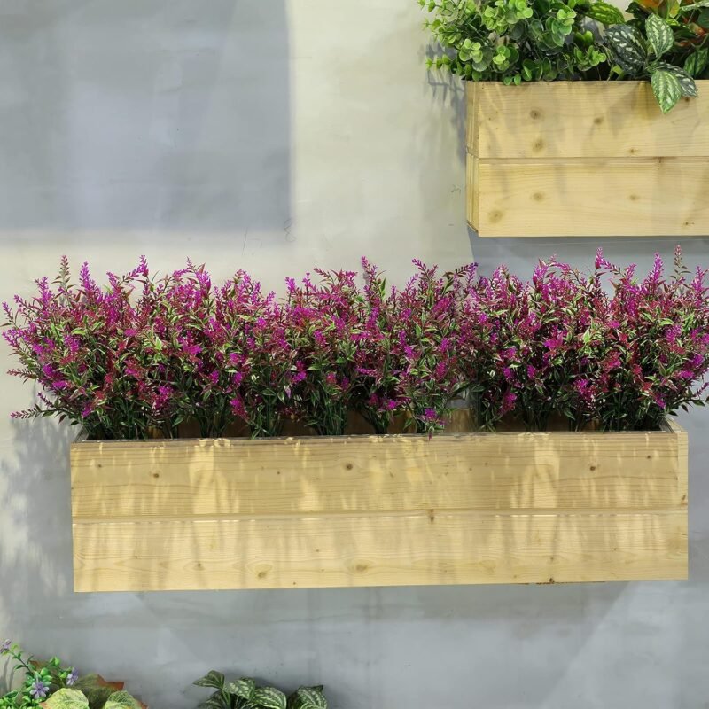 WILLBOND 12 Paquetes arbustos de Lavanda Artificial Flores Artificiales para Lavanda Verde Artificial Plantas Resistentes a los Rayos UV para arreglo Floral, Centro de Mesa, jardín casa (Fucsia) - Imagen 3