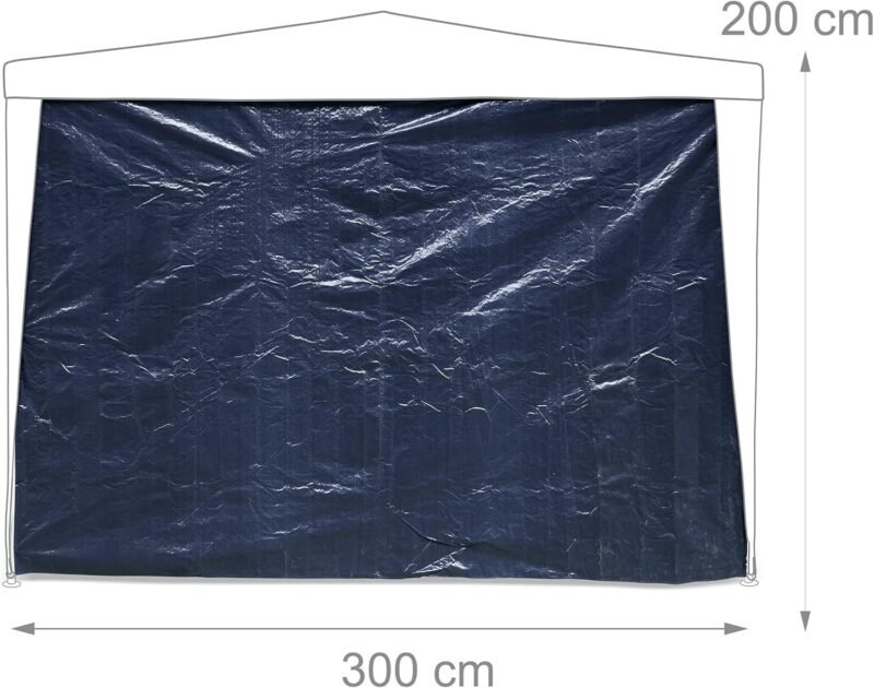 Relaxdays Laterales Carpa 2x3 m Set de 3, Impermeables, Cerramientos con Cierre de Contacto, Ventanas, Color Azul, 80% 20% plástico, 200 x 300 x 0.1 cm - Imagen 4
