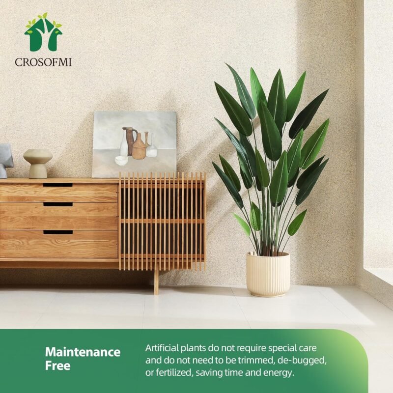 CROSOFMI Árbol de Lirio Artificial 160 cm Palmera Tropical Falsa con 24 Troncos, Plantas de Seda Sintética Grandes Maceta para Interior Exterior Hogar Oficina Jardín Decoración Moderna（1 Pack） - Imagen 4