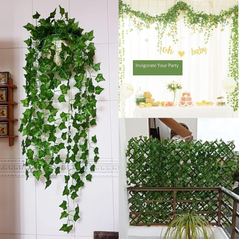 Homvik Plantas Hiedras Enredaderas Artificiales 24Pcsx2.4m Plantas Colgantes Artificiales Guirnalda para Decoración Exterior Boda Hogar Seto Jardín Escalera Ventana Balcón Valla Mesa Fiesta Interior - Imagen 9