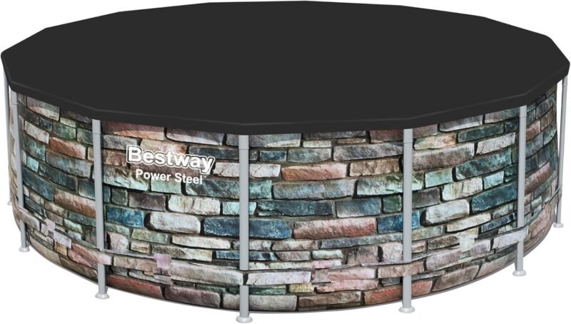 BESTWAY Cobertor de Invierno Redondo Ø427 cm de PVC para Piscinas Negro - Imagen 6