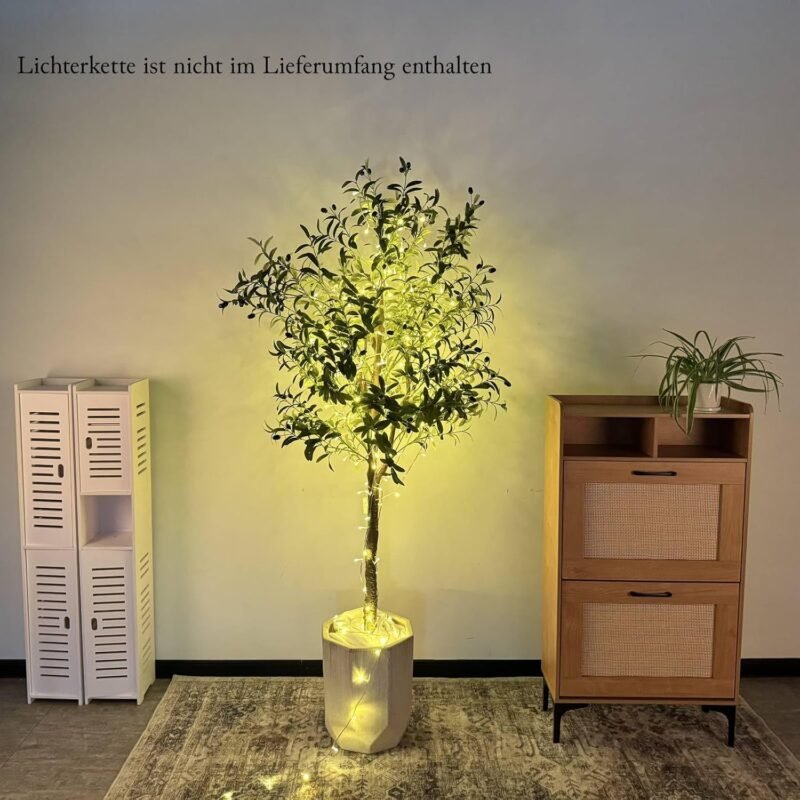 YOLEO Árbol de olivo artificial de 180 cm, plantas artificiales, grandes olivos, artificiales, como auténtico, para salón, dormitorio, oficina, decoración - Imagen 2