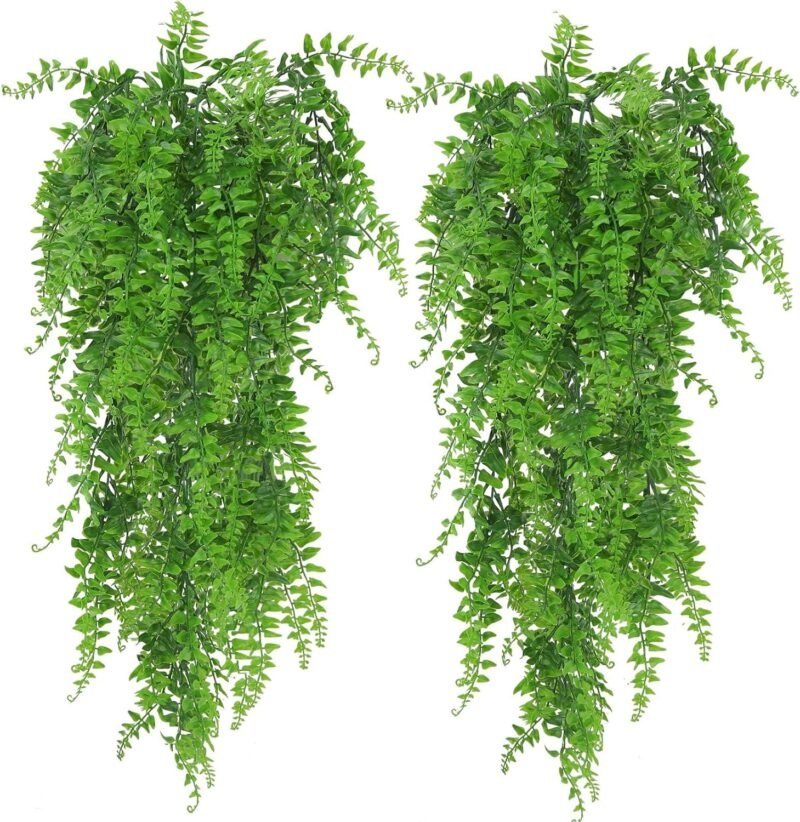 Huryfox Planta Artificial Colgante de Helecho - Decorativas de Hojas de Hiedra Falsa para Interiores y Exteriores, Decoración de Follaje Falsificado para Sala de Estar, Cocina, Balcón, Jardín