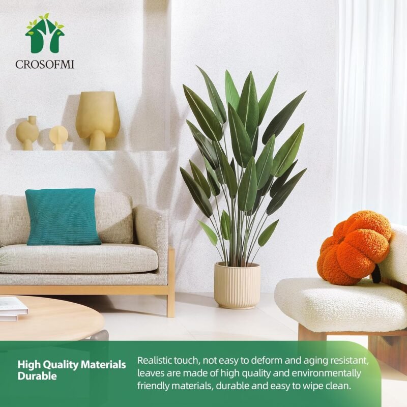 CROSOFMI Árbol de Lirio Artificial 160 cm Palmera Tropical Falsa con 24 Troncos, Plantas de Seda Sintética Grandes Maceta para Interior Exterior Hogar Oficina Jardín Decoración Moderna（1 Pack） - Imagen 6