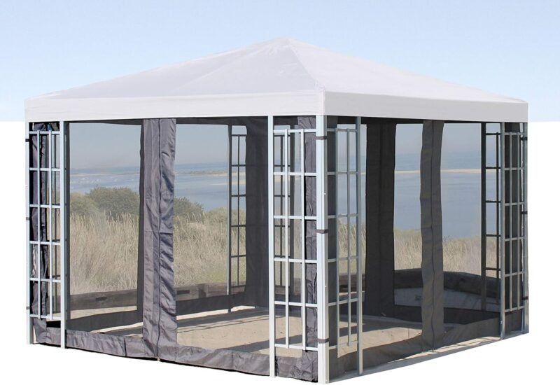 Quick Star 4 pannelli Laterali con zanzariera 300x195cm Antracite per gazebo 3x3m - Imagen 3
