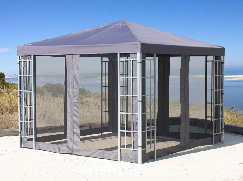 Quick Star 4 pannelli Laterali con zanzariera 300x195cm Antracite per gazebo 3x3m - Imagen 5
