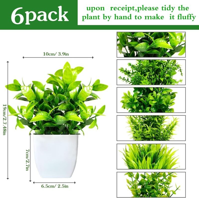 Purpledi 6 Piezas Plantas Artificiales Mini Ecologización Artificiales Macetas Plantas Plásticos Plantas Falsa, Planta Artificial Pequeña para Mesa de Despacho Baño Hogar Decoración - Imagen 2