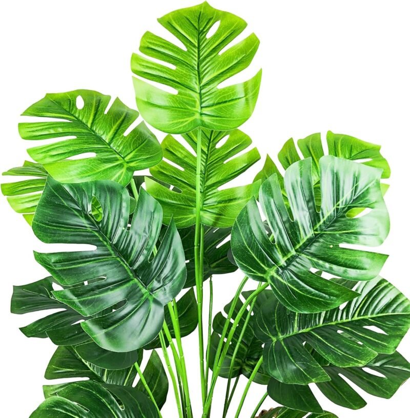 AIVORIUY Plantas Artificiales Hoja de Palmera para Exterior Interior, Monstera Verde Árbol Ramas Plastic Greenery Tropical Arbustos Decoracion para Macetas Oficina Sala - Imagen 3