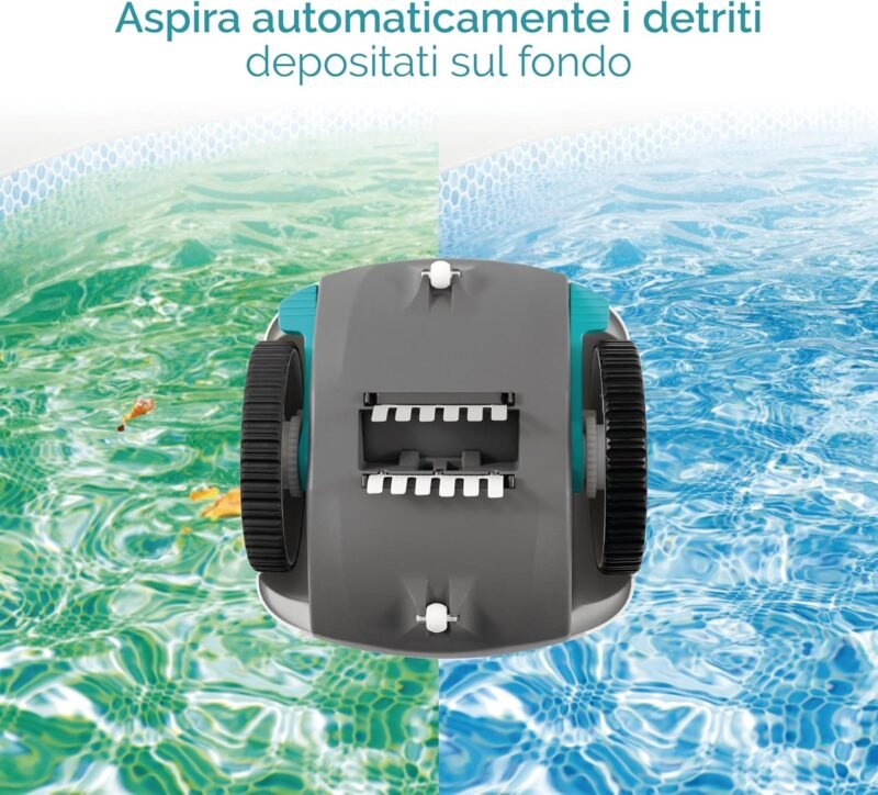 Intex 55251 - Robot limpiafondos piscina Krystal Clear ZX50, Limpiador fondo piscina automático, Manguera 6.5m antienrredos, recipiente para desechos 0,8L y giro automático, Limpiafondos piscina - Imagen 4