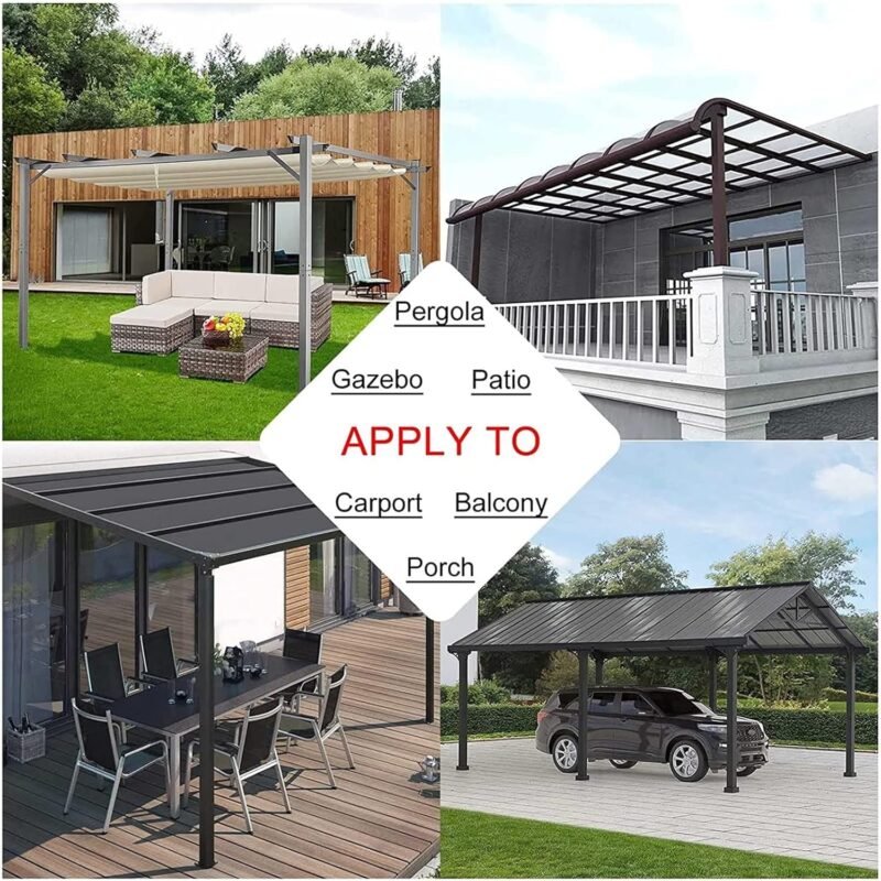 WZYJLyds Cortina Impermeable Transparente con Puerta Enrollable Lona de PVC de 0,5mm con Ojales Panel Lateral para Exterior, Pérgola, Cenador, Porche - Imagen 7