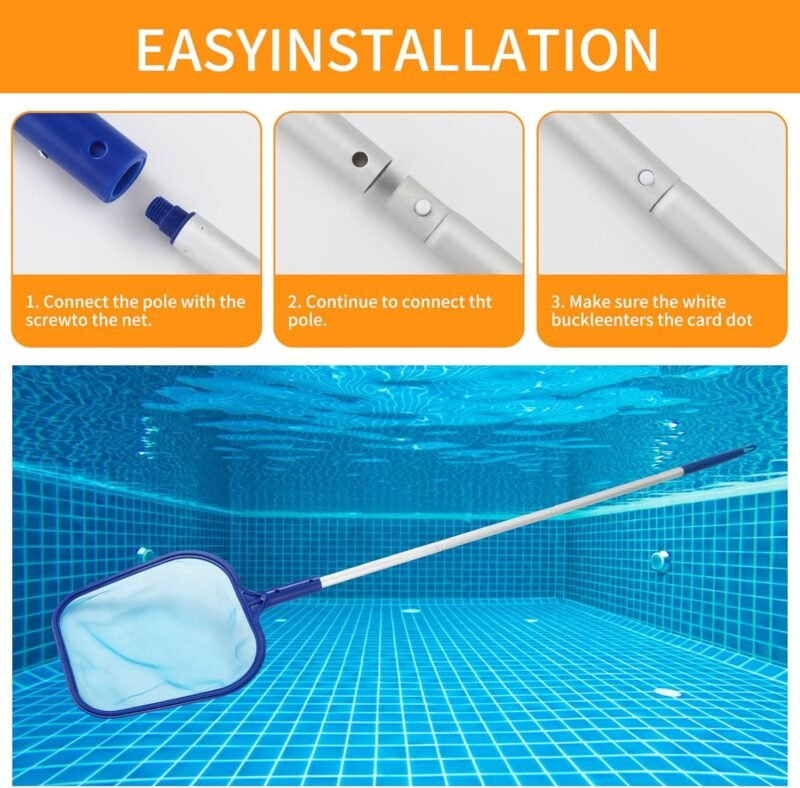ZHYLUO 120cm Recoge Hojas para Piscinas con Poste telescópico, Recogehojas Piscina, Red Piscina Limpieza, 5 Postes de Aluminio Desmontables para Piscinas, estanques, spas - Imagen 3