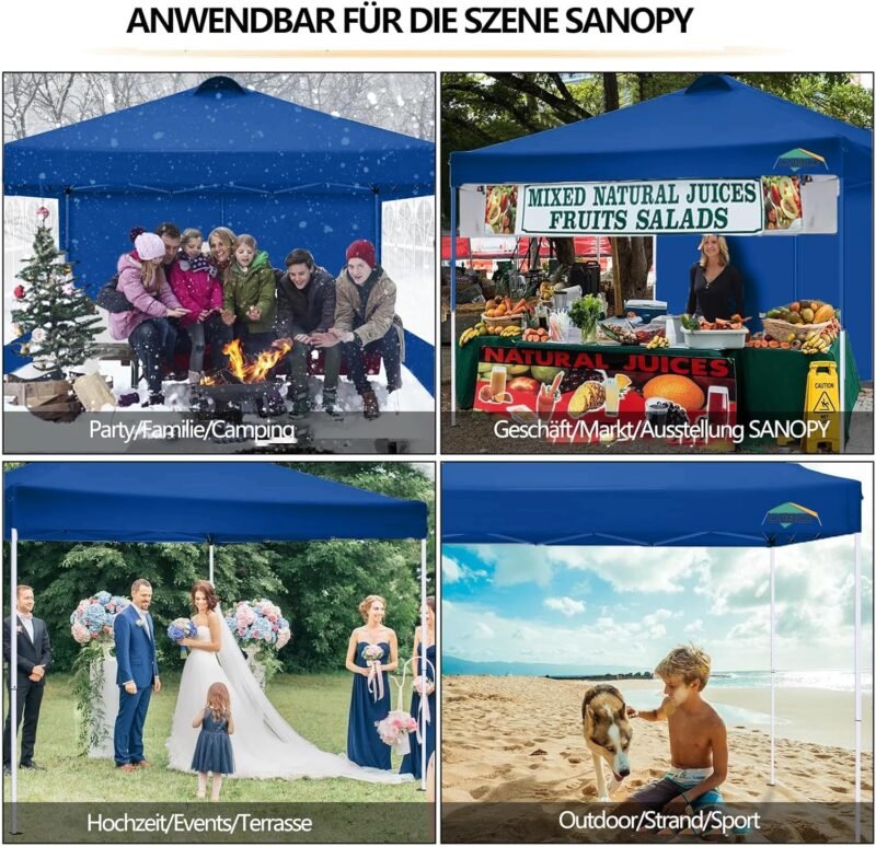 COBIZI Carpa de Jardín de 3x3m Plegable, Cenador Robusto Impermeable, Garden Tent 3x3 Resistente al Agua con 6 Paredes Laterales para Reception,Fiestas, Exterior, Cerveza,Reception,Azul Marino - Imagen 6