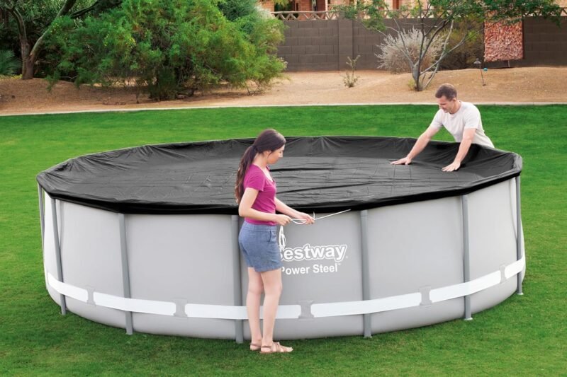 BESTWAY Cobertor de Invierno Redondo Ø427 cm de PVC para Piscinas Negro - Imagen 11
