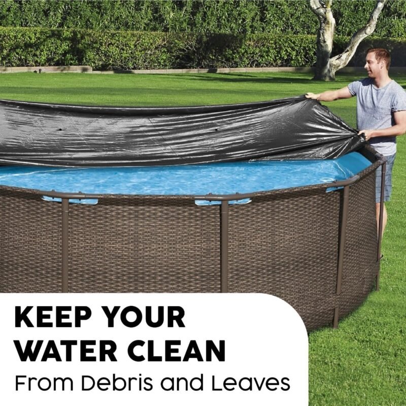 BESTWAY Cobertor de Invierno Redondo Ø370 cm de PVC para Piscinas Negro - Imagen 3