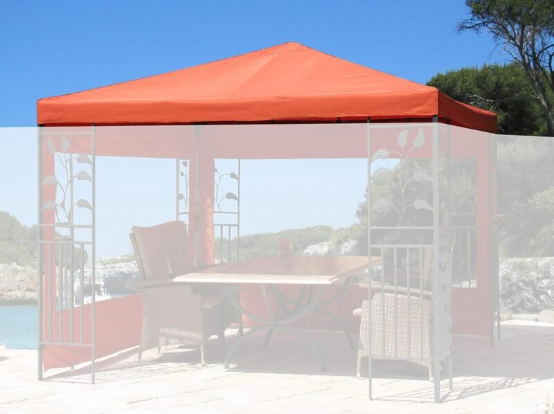QUICK STAR Techo de Repuesto para cenador de jardín 3x3m Rojo Naranja con Revestimiento de PVC - Imagen 7