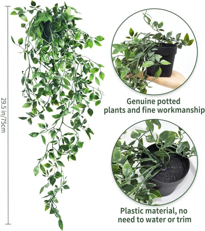 ROLLWAY 2 Piezas Plantas Artificiales Colgantes, Planta Artificial Colgante, Hojas de Mandala Artificiales para Decoración Hogar Pared Terraza Jardín (2 Piezas) - Imagen 2