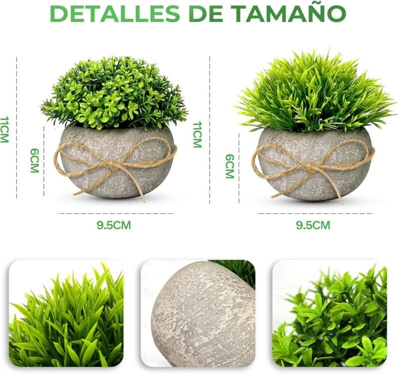TFCIOD 2 Piezas Plantas Artificiales Decorativas, Planta Artificial Pequeña, Mini Ecologización Macetas Artificiales Decorativas, Fake Plants para Cocina, Salón,Oficina Mesa, Decoracion (003) - Imagen 3