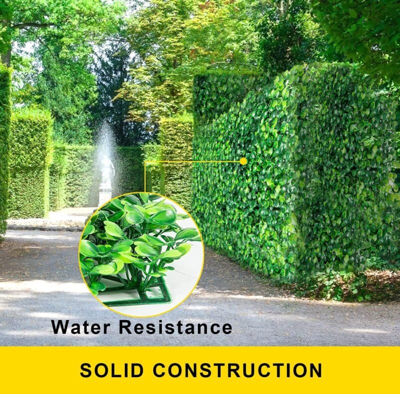 VEVOR Hierba Artificial Verde de 24 Piezas 25,4 x 25,4?cm, Panel de Boj de Hiedra Artificial de Alta Densidad contra UV y 100% PE, Plantas Artificiales Decorativas para Pared, Jardines, Patio Trasero - Imagen 5