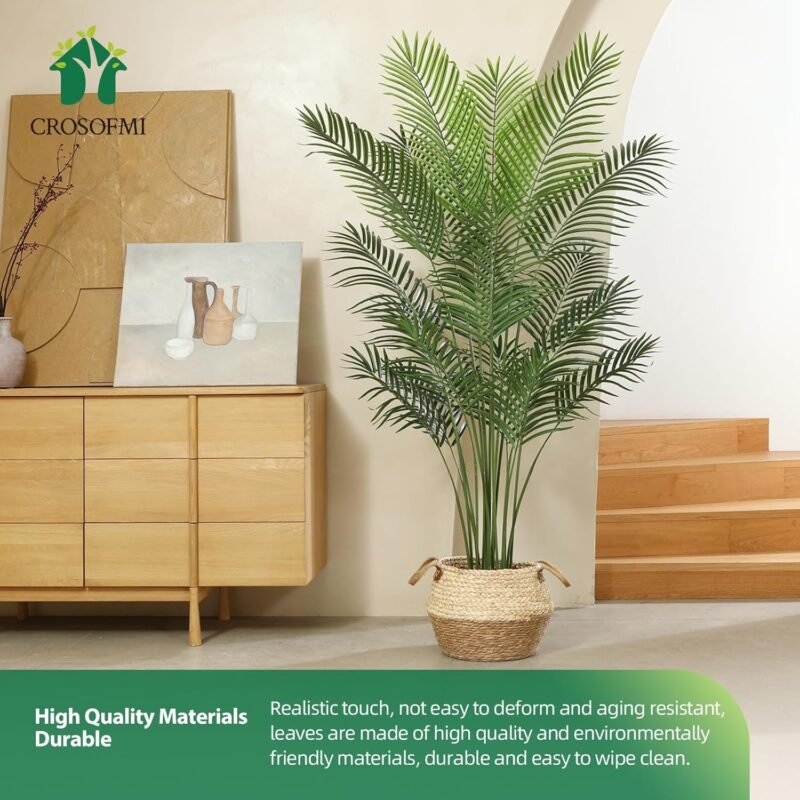 CROSOFMI Planta Artificial Areca Palmera Grande 170 cm Arbol Artificial Plastico Interior y Exterior Hogar Salon Dormitorio Balcón Moderno Decorativas (1 Pack) - Imagen 8