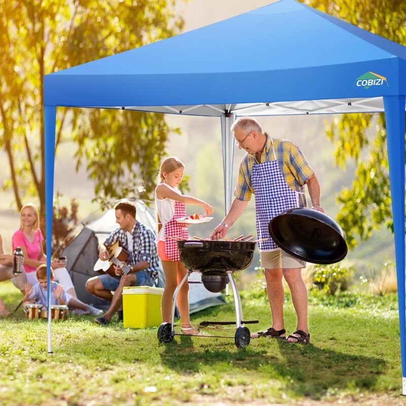 COBIZI Cenador Plegable 3 x 3 m, Impermeable, 3 x 3 m, Plegable, 3 x 3 m, Altura Regulable, con 4 Sacos de Arena (Azul - Imagen 8