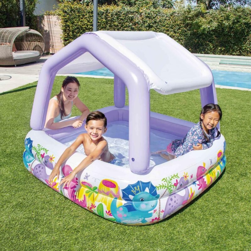 Intex Piscina hinchable infantil intex con toldo extraíble, Multicolor - 157x157x122 cm, 295 litros (57470) - Imagen 8