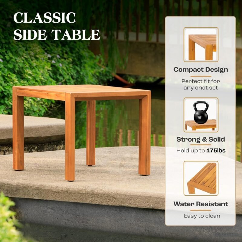 IDZO Eleve 3-Piece Patio Bistro Set: 400lbs Lounge Chairs, Water-Proof Cushions, Wooden Side Table, Ergonomic Design for Garden Or Porch - Imagen 7