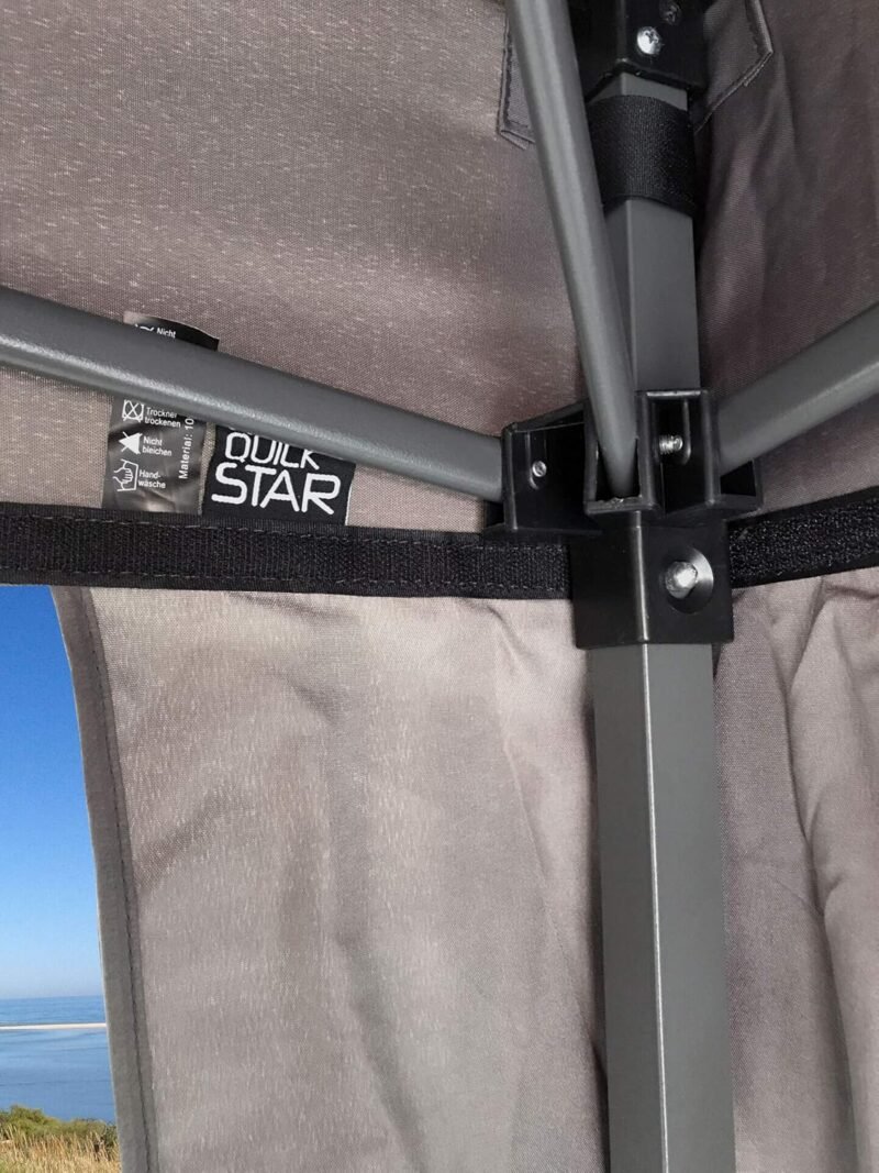 QUICK STAR Gazebo Pop-Up, 2 x 3 m, Color Gris Ahumado, Incluye 4 Paredes Laterales con Cierre de Fastening y 2 Cremalleras - Imagen 5