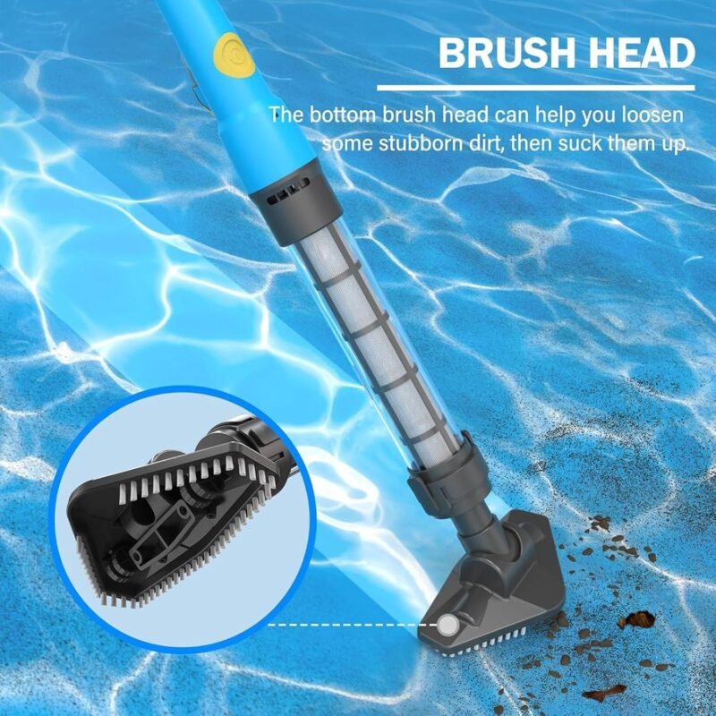 Oxseryn Aspiradora de Piscina inalámbrica con batería, 2 en 1, aspiradora de Mano para Piscina, aspiradora de Suelo con Barra telescópica, aspiración de hasta 25 l/min, aspiradora para spas, Piscinas - Imagen 4
