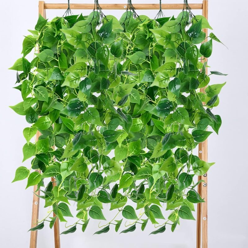 Firschoie 2 Piezas Plantas Colgantes Hiedra Verde Artificial, 100cm Corona de eneldo, Adecuado para Bodas, Jardines, decoración de Paredes - Imagen 4