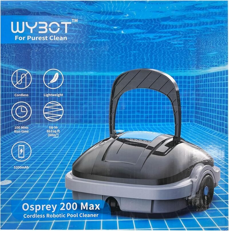 WYBOT Robot Limpiados Piscina, Aspirador de Piscina Funciona 100 Minutos, Estacionamiento Automático, Fuerte Potencia de Succión, Limpiafondos Piscina Inalámbrico hasta 80 m² - Imagen 11