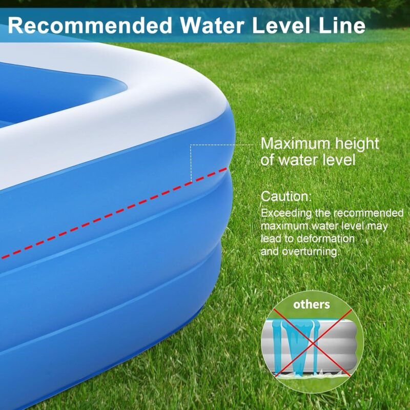 Duerer Piscina Hinchable Rectangular Piscina Infantil Inflable, Piscina Familiar En El Patio Trasero, Fiesta AcuáTica De Verano, Exterior, JardíN, Adultos, Juego Simple - 241cm x 142cm x 56cm - Imagen 7