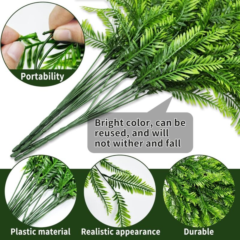 8 Piezas Plantas Artificiales Colgantes Enredadera Planta Artificial Colgante, Planta Artificial Exterior Decorativas Hanging Plants Plástico Planta de Helechos Decoración Pared Terraza Jardín - Imagen 3